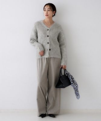 ゆったり／モヘヤニット】アルパカ混シャギー カーディガン