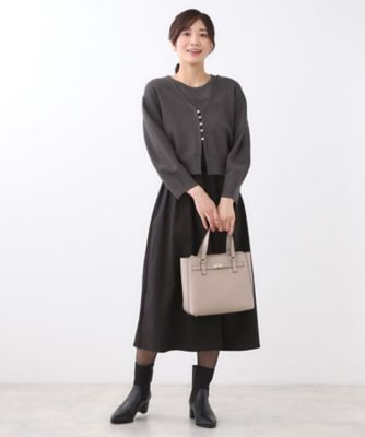 軽い羽織に◎／セットアップ可】パール調ボタン付きカーディガン