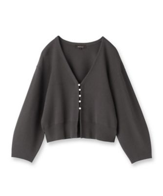 軽い羽織に◎／セットアップ可】パール調ボタン付きカーディガン