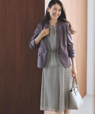 きちんと見え／セットアップ可／通勤におすすめ◎】ペプラムプリント