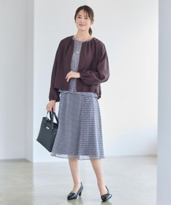 きちんと見え／セットアップ可／通勤におすすめ◎】ペプラムプリント