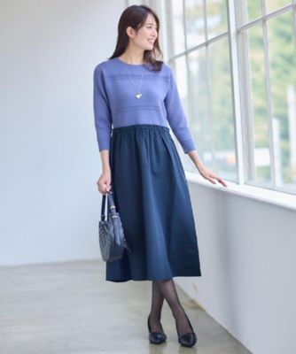 一枚で着映える◎／セットアップ可】ニット×タフタドッキング