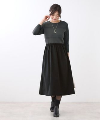 一枚で着映える◎／セットアップ可】ニット×タフタドッキング