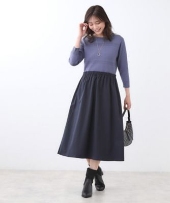 一枚で着映える◎／セットアップ可】ニット×タフタドッキング