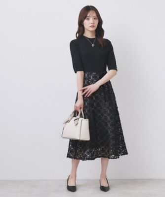 フラワーレースドッキングワンピース【洗える／抗ピル