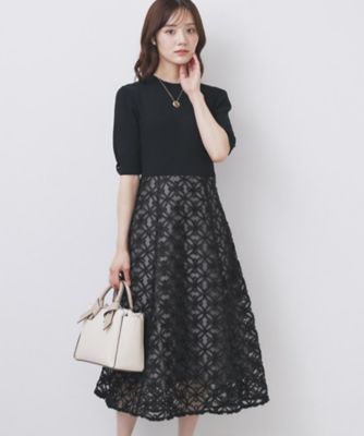 新品 マロウレースドッキングワンピース レース ドッキング ブラック