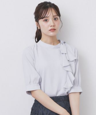 【SALE】index (Women)/インデックス ロールカラーアシメフリルリボンブラウス【洗濯機洗い可/イージーアイロン】(2002506347) アオ090 トップス【三越伊勢丹/公式】