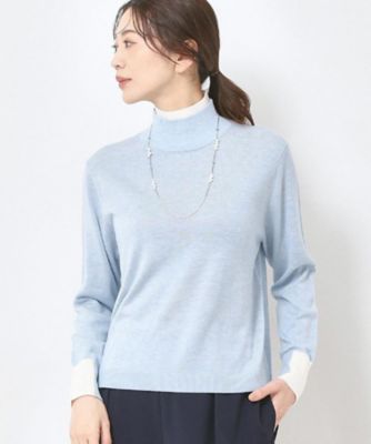 【新品未使用】ARCHIVIO 水色 ハイネックプルオーバー 配色衿ハイネックプルオーバーニット（2002506445