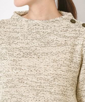 M～3Lサイズ】ニットツイード長め丈プルオーバージャージ