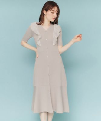 【新品タグ付き】LILLIAN CARAT フリルドッキングニットワンピース LILY BROWN（リリーブラウン）の「フリルドッキングニットワンピース