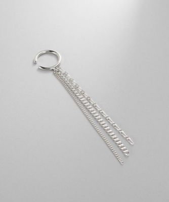 ＜COCOHNIK ONKITSCH (Women)＞シルバー　カーブチェーンミックスフリンジイヤカフ（２００２５０６５４３）