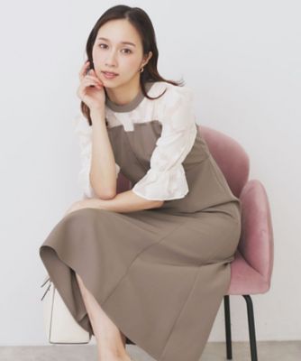 index (Women)/インデックス ドッキングマーメイドフレアワンピース【洗濯機OK/イージーアイロン/防シワ】(2002506562) チャ042 ワンピース・ドレス【三越伊勢丹/公式】