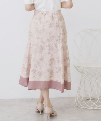 MIU MIU フラワープリント フレアスカート 38 パネルフラワープリントフレアスカート【洗濯機洗い可／イージー