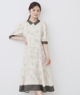 2WAY パネルフラワーバイカラーワンピース【洗濯機洗い可