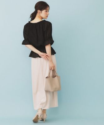 2WAY カットジャカードブラウス【洗濯機洗い可／防シワ