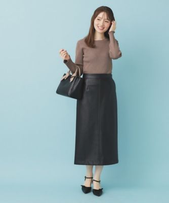 FORME 2025 SUMMER ストレッチ　ロングスカート　ブラック L】ラスターサテン フレアスカート(54215112-2025)｜ファッション通販