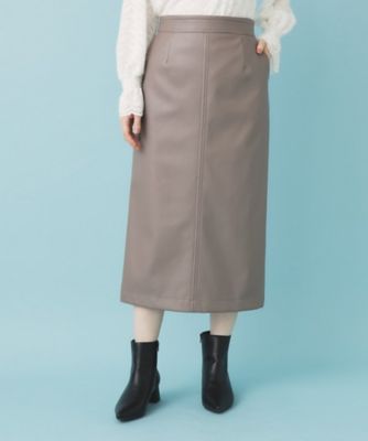 レザー調ストレッチAラインロングスカート【洗える