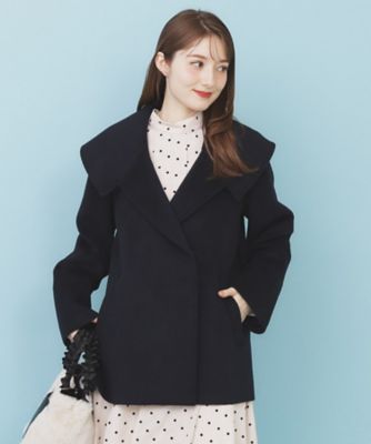 極美品❗️AIMER ウエストタックバックルベルト付き　ノーカラーコート ベルト付ビッグカラーミドルコート（2002506869