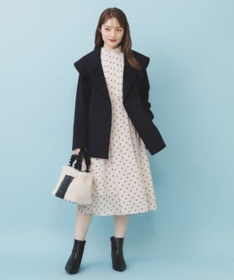 hinari ビッグカラーミドルコート ダークグレー hinari（ヒナリ）の「ビッグカラーミドルコート（その他アウター