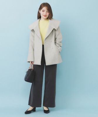 極美品❗️AIMER ウエストタックバックルベルト付き　ノーカラーコート ベルト付ビッグカラーミドルコート（2002506869