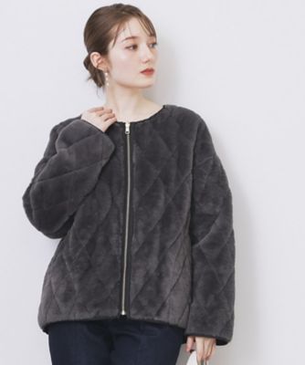 美品❗️ミンクファー ヤーンニット　リバーシブルジャケット リバーシブル キルティングファーブルゾン【洗濯機OK