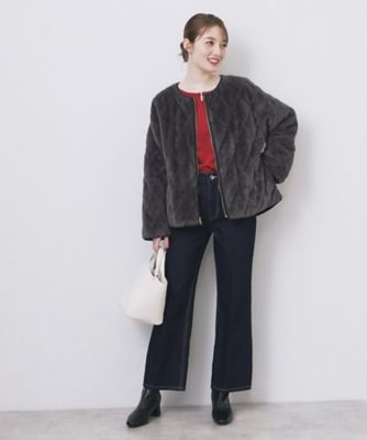 リバーシブル キルティングファーブルゾン【洗濯機OK