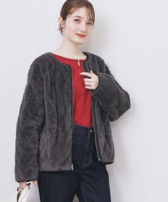 新品【定価13万】Yukiko Hanai リバーシブル シルク ファー コート リバーシブル キルティングファーブルゾン【洗濯機洗い可