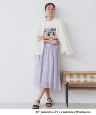 新品ホワイトショコラフィネセンタースリットコットンTシャツカットソー洗濯機洗い可 LIFEフォトアソートTシャツ【洗濯機洗い可