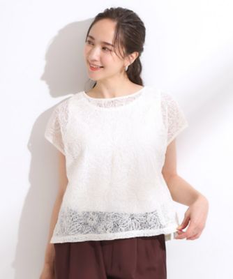 ※かまくらこ　SHE Tokyo シートーキョー レース　トップス　刺繍 4色展開シースルー刺繍TOPS | KSN