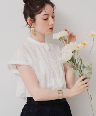 ＜SUNAUNA (Women)＞【コンパクトフリル／３色展開】フレンチスリーブブラウス（２００２５０６９９４）