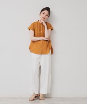 コンパクトフリル／3色展開】フレンチスリーブブラウス 