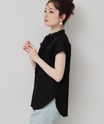 美品【スーナウーナ】カーキ フレンチスリーブ 半袖ブラウス 38(M 