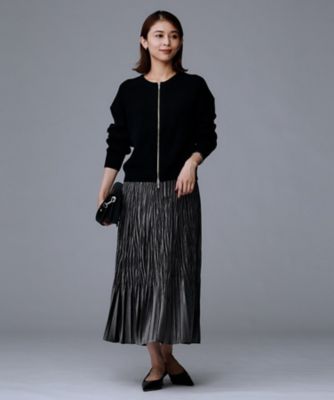 ゆったりサイズ／着丈短め】ジップニットカーディガン