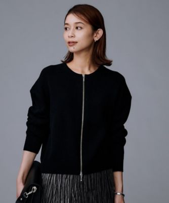 ゆったりサイズ／着丈短め】ジップニットカーディガン