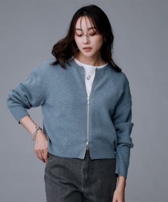 ゆったりサイズ／着丈短め】ジップニットカーディガン