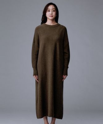 ロング丈／ゆったりシルエット】テントライン ニットワンピース