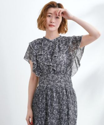 【美品】ブリーフィングの夏用ワンピース 夏の主役シフォンプリントプリーツワンピース