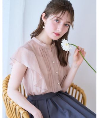 美品 イエナ ラブークル レオパードフリルスリーブブラウス シアー 透け感 IENA LA BOUCLE】レオパードフリルスリーブブラウス 日本製 美品