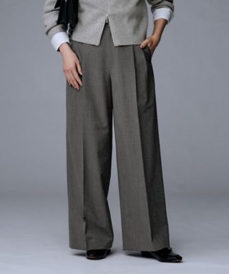 ＜UNTITLED (Women)＞【洗える／ウエスト後ろゴム】ウール混　タックワイドパンツ（２００２５０７９６５）