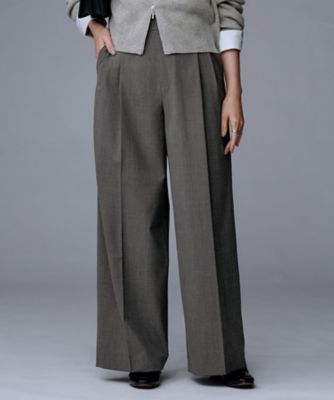 アンタイトル（UNTITLED）/【洗えるウエスト後ろゴム】ウール混　タックワイドパンツ 洗える／ウエスト後ろゴム】ウール混 タックワイドパンツ