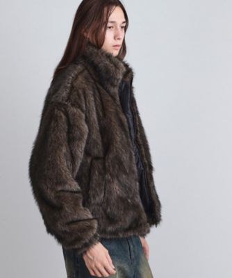 SYSTEMS ベージュ 毛皮ジャケット ミックスフェイクファーブルゾン（2002508645） | tk