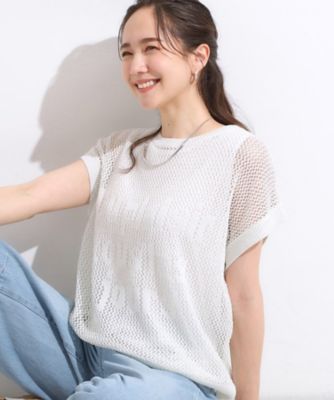 【SALE】SHOO LA RUE (Women)/シューラルー【2点セット/S-LL】ラメメッシュロゴニットセット(2002508754) シロ001 トップス【三越伊勢丹/公式】