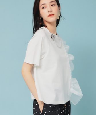 【オーガンジーラッフル】大人フェミニンＴシャツ（２００２５０８７６３）