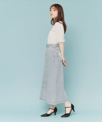 丈が選べる》Aラインデニムロングスカート【洗濯機洗い可