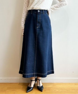 丈が選べる》Aラインデニムロングスカート【洗濯機洗い可