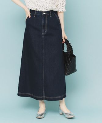 デニムロングシャツバックライン入り♥ロング丈♥フリーサイズ♥新品タグ付き送料込み サイドラインバックスリットウォッシュデニムロングスカート