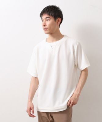＜THE SHOP TK (Men)＞ツイルキーネック半袖Ｔシャツ　【接触冷感／洗濯機ＯＫ】（２００２５０８８３３）