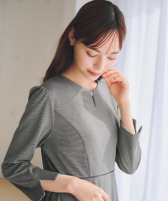 ストレッチキーネックワンピース【洗濯機OK／イージーアイロン