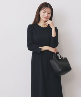 index (Women)/インデックス ストレッチキーネックワンピース【洗濯機OK/イージーアイロン】(2002508838) アオ094 ワンピース・ドレス【三越伊勢丹/公式】