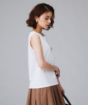 【未使用】ebure　コットンノースリーブプルオーバー　ホワイト セール】 変形ワッフルノースリーブプルオーバー(KIDS